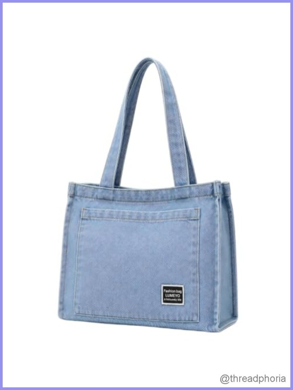 Large Denim Shoulder Tote Bag with Zipper Pockets Work Travel